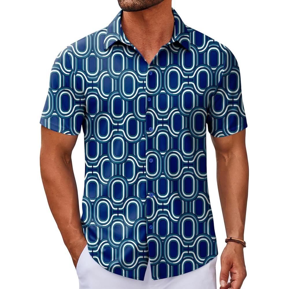 imageCOOFANDY Mens Casual Button Down Short Sleeve Shirts Untucked Wrinkle Free Shirt Stretch Dress ShirtsJh648