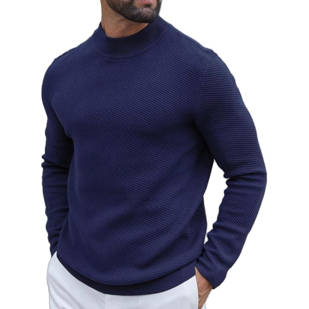 imageCOOFANDY Mens Mock Turtleneck Sweater Long Sleeve Knitted Slim Fit Casual Half Neck Pullover SweatersBlue Purple