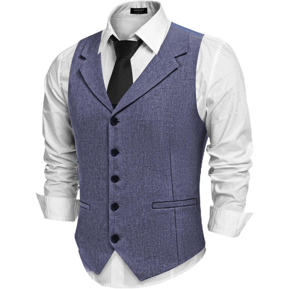 imageCOOFANDY Mens Suit Vests Slim Fit Waistcoat Notch Lapel Casual Formal VestDark Purple