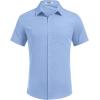 COOFANDY Big & Tall Shirts for Men Short Sleeve Button Down Casual Dress Shirts(Blue)