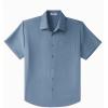 COOFANDY Big & Tall Shirts for Men Short Sleeve Button Down Casual Dress Shirts(Grey Blue)