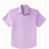 COOFANDY Big & Tall Shirts for Men Short Sleeve Button Down Casual Dress Shirts(Lilac)