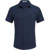 COOFANDY Big & Tall Shirts for Men Short Sleeve Button Down Casual Dress Shirts(Navy Blue)