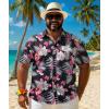 COOFANDY Big and Tall Men’s Hawaiian Shirts Short Sleeve Tropical Floral Button Down Shirt Casual Summer Beach Shirts(Black & Red Tropical Style)