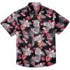 COOFANDY Big and Tall Men’s Hawaiian Shirts Short Sleeve Tropical Floral Button Down Shirt Casual Summer Beach Shirts(Black & Red Tropical Style)