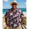 COOFANDY Big and Tall Men’s Hawaiian Shirts Short Sleeve Tropical Floral Button Down Shirt Casual Summer Beach Shirts(Black & Red Tropical Style)