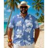 COOFANDY Big and Tall Men’s Hawaiian Shirts Short Sleeve Tropical Floral Button Down Shirt Casual Summer Beach Shirts(Blue Tropical Floral)