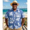 COOFANDY Big and Tall Men’s Hawaiian Shirts Short Sleeve Tropical Floral Button Down Shirt Casual Summer Beach Shirts(Blue Tropical Floral)