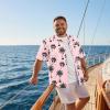 COOFANDY Big and Tall Men’s Hawaiian Shirts Short Sleeve Tropical Floral Button Down Shirt Casual Summer Beach Shirts(Coconut Tree Pink)