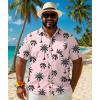 COOFANDY Big and Tall Men’s Hawaiian Shirts Short Sleeve Tropical Floral Button Down Shirt Casual Summer Beach Shirts(Coconut Tree Pink)
