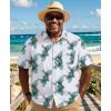 COOFANDY Big and Tall Men’s Hawaiian Shirts Short Sleeve Tropical Floral Button Down Shirt Casual Summer Beach Shirts(Green Leaf)