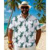 COOFANDY Big and Tall Men’s Hawaiian Shirts Short Sleeve Tropical Floral Button Down Shirt Casual Summer Beach Shirts(Green Leaf)
