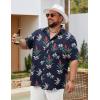 COOFANDY Big and Tall Men’s Hawaiian Shirts Short Sleeve Tropical Floral Button Down Shirt Casual Summer Beach Shirts(Navy Plant)