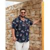 COOFANDY Big and Tall Men’s Hawaiian Shirts Short Sleeve Tropical Floral Button Down Shirt Casual Summer Beach Shirts(Navy Plant)