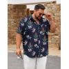 COOFANDY Big and Tall Men’s Hawaiian Shirts Short Sleeve Tropical Floral Button Down Shirt Casual Summer Beach Shirts(Navy Plant)