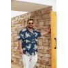 COOFANDY Big and Tall Men’s Hawaiian Shirts Short Sleeve Tropical Floral Button Down Shirt Casual Summer Beach Shirts(Navy Tropical Floral)