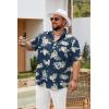 COOFANDY Big and Tall Men’s Hawaiian Shirts Short Sleeve Tropical Floral Button Down Shirt Casual Summer Beach Shirts(Navy Tropical Floral)