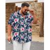 COOFANDY Big and Tall Men’s Hawaiian Shirts Short Sleeve Tropical Floral Button Down Shirt Casual Summer Beach Shirts(Navy White Floral)