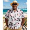 COOFANDY Big and Tall Men’s Hawaiian Shirts Short Sleeve Tropical Floral Button Down Shirt Casual Summer Beach Shirts(Pink – Tropical Vitality)
