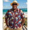 COOFANDY Big and Tall Men’s Hawaiian Shirts Short Sleeve Tropical Floral Button Down Shirt Casual Summer Beach Shirts(Red-tropical Floral)