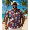 COOFANDY Big and Tall Men’s Hawaiian Shirts Short Sleeve Tropical Floral Button Down Shirt Casual Summer Beach Shirts(Red-tropical Floral)