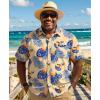 COOFANDY Big and Tall Men’s Hawaiian Shirts Short Sleeve Tropical Floral Button Down Shirt Casual Summer Beach Shirts(Yellow-palm Leaf)