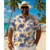 COOFANDY Big and Tall Men’s Hawaiian Shirts Short Sleeve Tropical Floral Button Down Shirt Casual Summer Beach Shirts(Yellow-palm Leaf)