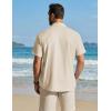 COOFANDY Men’s Button Down Shirt Short Sleeve Cotton Casual Summer Shirts Textured Beach Vacation Shirts for Men(Beige)