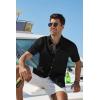 COOFANDY Men’s Button Down Shirt Short Sleeve Cotton Casual Summer Shirts Textured Beach Vacation Shirts for Men(Black)