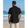 COOFANDY Men’s Button Down Shirt Short Sleeve Cotton Casual Summer Shirts Textured Beach Vacation Shirts for Men(Black)