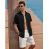 COOFANDY Men’s Button Down Shirt Short Sleeve Cotton Casual Summer Shirts Textured Beach Vacation Shirts for Men(Black)
