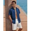 COOFANDY Men’s Button Down Shirt Short Sleeve Cotton Casual Summer Shirts Textured Beach Vacation Shirts for Men(Denim Blue)