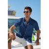 COOFANDY Men’s Button Down Shirt Short Sleeve Cotton Casual Summer Shirts Textured Beach Vacation Shirts for Men(Denim Blue)
