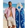 COOFANDY Men’s Button Down Shirt Short Sleeve Cotton Casual Summer Shirts Textured Beach Vacation Shirts for Men(Icy Pink)