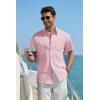COOFANDY Men’s Button Down Shirt Short Sleeve Cotton Casual Summer Shirts Textured Beach Vacation Shirts for Men(Icy Pink)