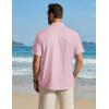COOFANDY Men’s Button Down Shirt Short Sleeve Cotton Casual Summer Shirts Textured Beach Vacation Shirts for Men(Icy Pink)