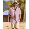 COOFANDY Men’s Button Down Shirt Short Sleeve Cotton Casual Summer Shirts Textured Beach Vacation Shirts for Men(Icy Pink)