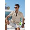 COOFANDY Men’s Button Down Shirt Short Sleeve Cotton Casual Summer Shirts Textured Beach Vacation Shirts for Men(Khaki)