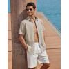 COOFANDY Men’s Button Down Shirt Short Sleeve Cotton Casual Summer Shirts Textured Beach Vacation Shirts for Men(Khaki)