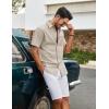 COOFANDY Men’s Button Down Shirt Short Sleeve Cotton Casual Summer Shirts Textured Beach Vacation Shirts for Men(Khaki)