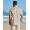 COOFANDY Men’s Button Down Shirt Short Sleeve Cotton Casual Summer Shirts Textured Beach Vacation Shirts for Men(Khaki)