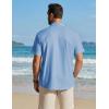 COOFANDY Men’s Button Down Shirt Short Sleeve Cotton Casual Summer Shirts Textured Beach Vacation Shirts for Men(Light Blue)