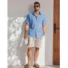 COOFANDY Men’s Button Down Shirt Short Sleeve Cotton Casual Summer Shirts Textured Beach Vacation Shirts for Men(Light Blue)