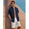 COOFANDY Men’s Button Down Shirt Short Sleeve Cotton Casual Summer Shirts Textured Beach Vacation Shirts for Men(Navy Blue)