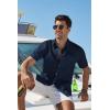 COOFANDY Men’s Button Down Shirt Short Sleeve Cotton Casual Summer Shirts Textured Beach Vacation Shirts for Men(Navy Blue)