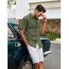 COOFANDY Men’s Button Down Shirt Short Sleeve Cotton Casual Summer Shirts Textured Beach Vacation Shirts for Men(Olive Green)