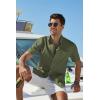 COOFANDY Men’s Button Down Shirt Short Sleeve Cotton Casual Summer Shirts Textured Beach Vacation Shirts for Men(Olive Green)