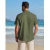 COOFANDY Men’s Button Down Shirt Short Sleeve Cotton Casual Summer Shirts Textured Beach Vacation Shirts for Men(Olive Green)