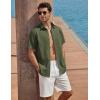 COOFANDY Men’s Button Down Shirt Short Sleeve Cotton Casual Summer Shirts Textured Beach Vacation Shirts for Men(Olive Green)