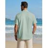 COOFANDY Men’s Button Down Shirt Short Sleeve Cotton Casual Summer Shirts Textured Beach Vacation Shirts for Men(Sage Green)
